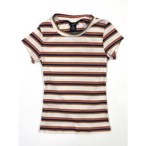 Rue21 T-Shirt Women's Size Small Ribbed Rainbow Stripe
